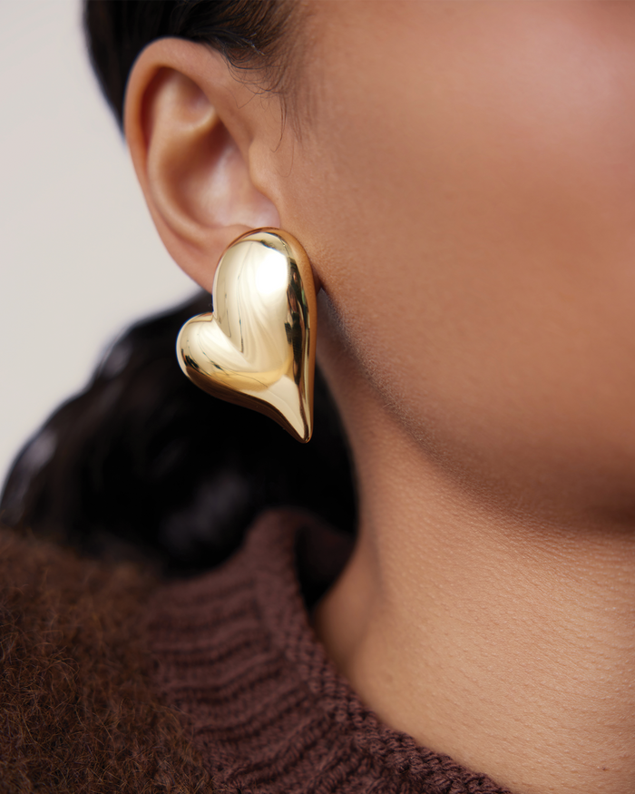 JENNY BIRD Mega Art Heart Button Earrings Gold Button Earrings For Women