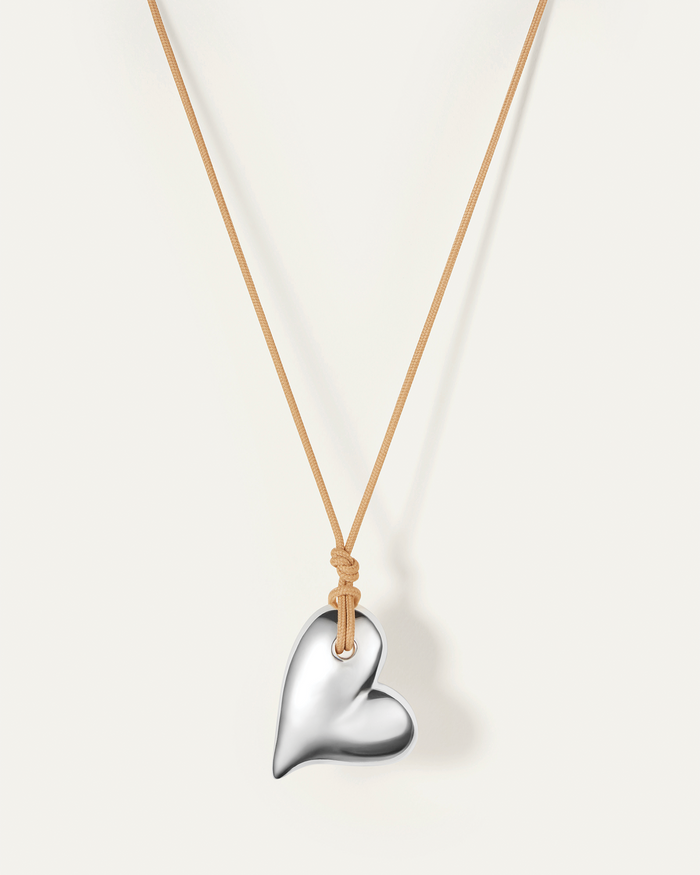 JENNY BIRD Mega Art Heart on a String Necklace Silver Necklace For Women