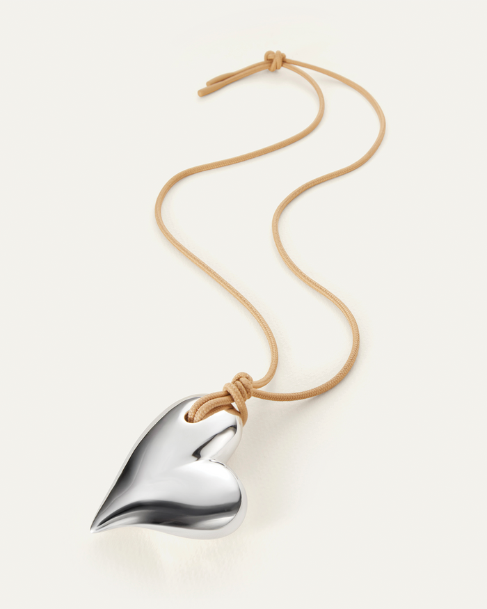 JENNY BIRD Mega Art Heart on a String Necklace Silver Necklace For Women