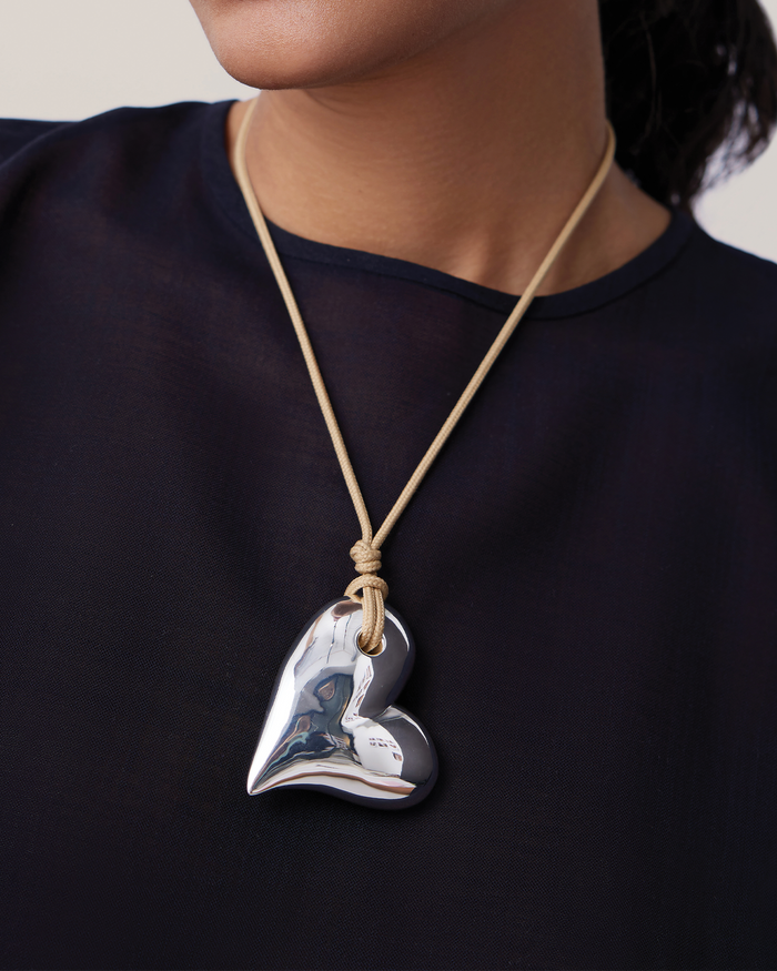 JENNY BIRD Mega Art Heart on a String Necklace Silver Necklace For Women