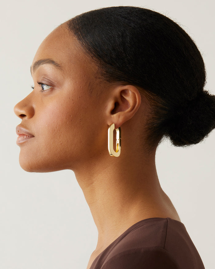 JENNY BIRD Mega U-Link Hinged Gold Waterproof Hoop Earrings For Women