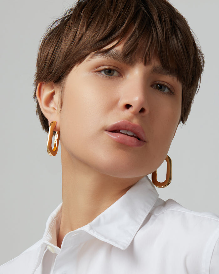 JENNY BIRD Mega U-Link Hinged Gold Waterproof Hoop Earrings For Women
