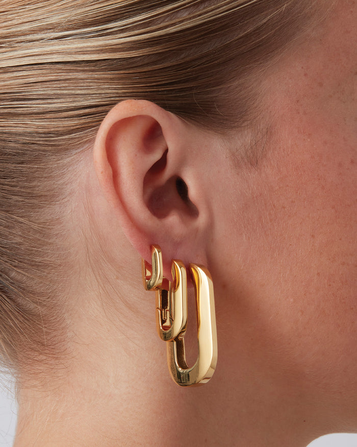 JENNY BIRD Mega U-Link Hinged Gold Waterproof Hoop Earrings For Women