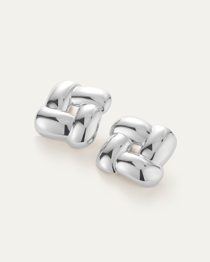 JENNY BIRD Mega Woven Square Earrings Silver Earrings For Women