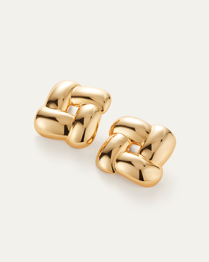 JENNY BIRD Mega Woven Square Earrings Gold Earrings For Women