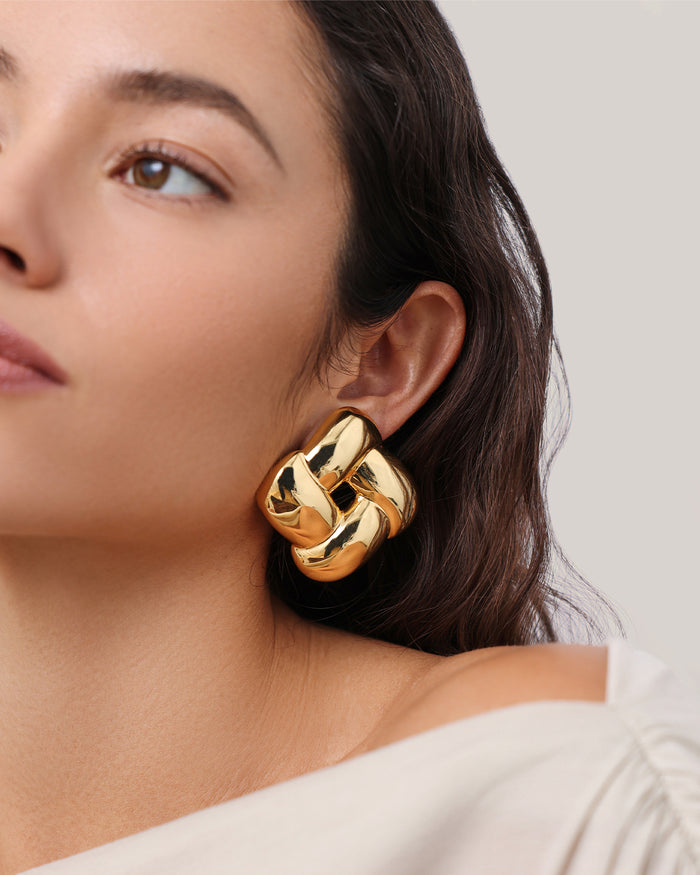 JENNY BIRD Mega Woven Square Earrings Gold Earrings For Women