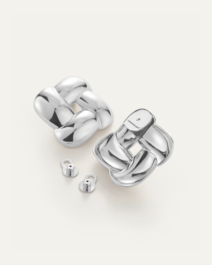 JENNY BIRD Mega Woven Square Earrings Silver Earrings For Women