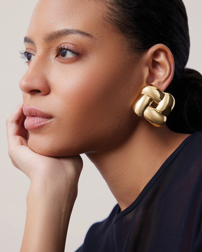 JENNY BIRD Mega Woven Square Earrings Gold Earrings For Women