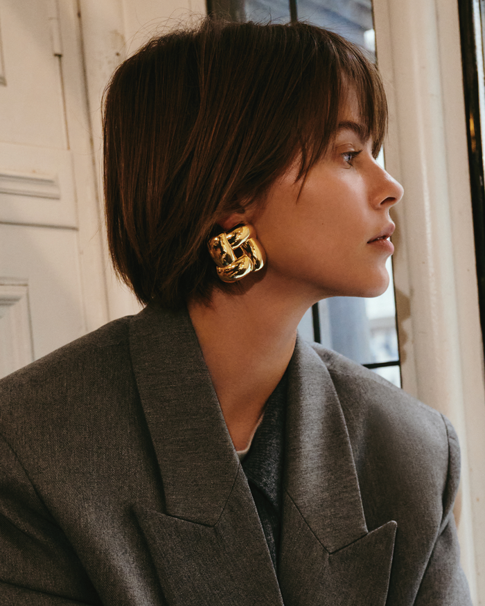 JENNY BIRD Mega Woven Square Earrings Gold Earrings For Women
