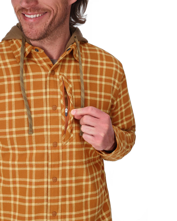 mens-coldweather-shacket-hooded Wakemup Plaid: Cork