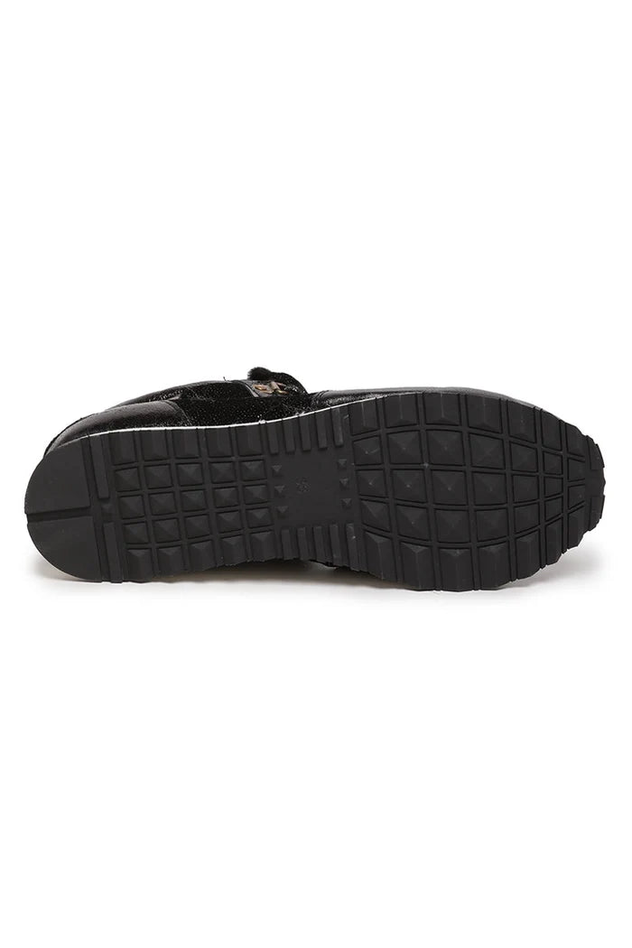 Merino Wool Fur Lined Sneakers - Black
