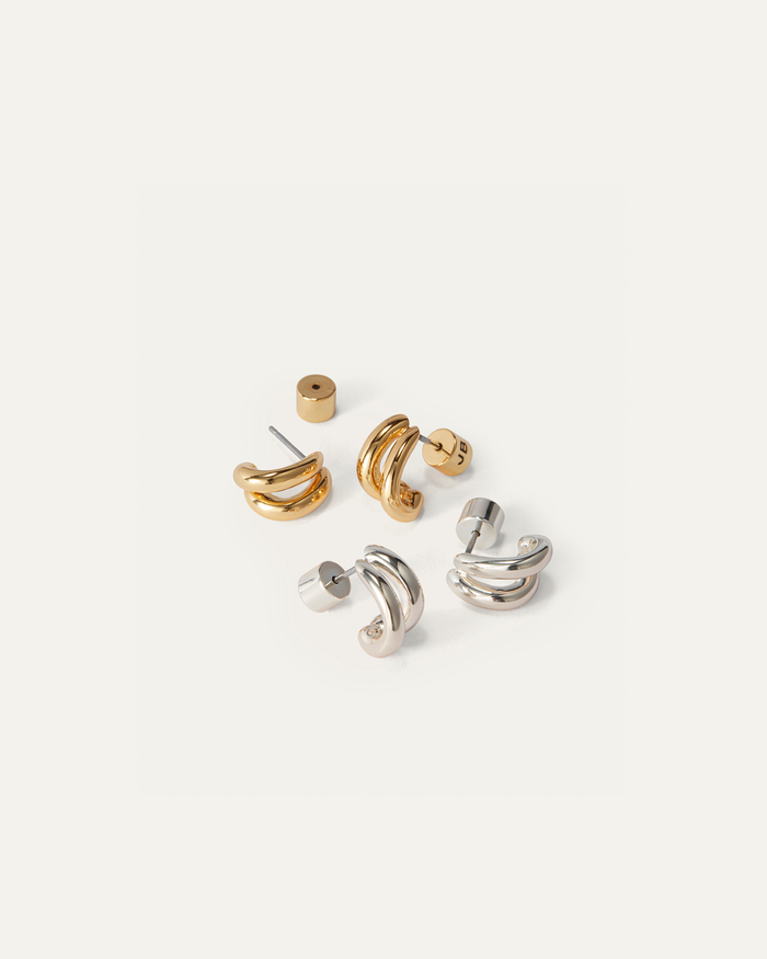 JENNY BIRD Micro Florence Earrings - Set of 2 Two Tone Earrings For Women