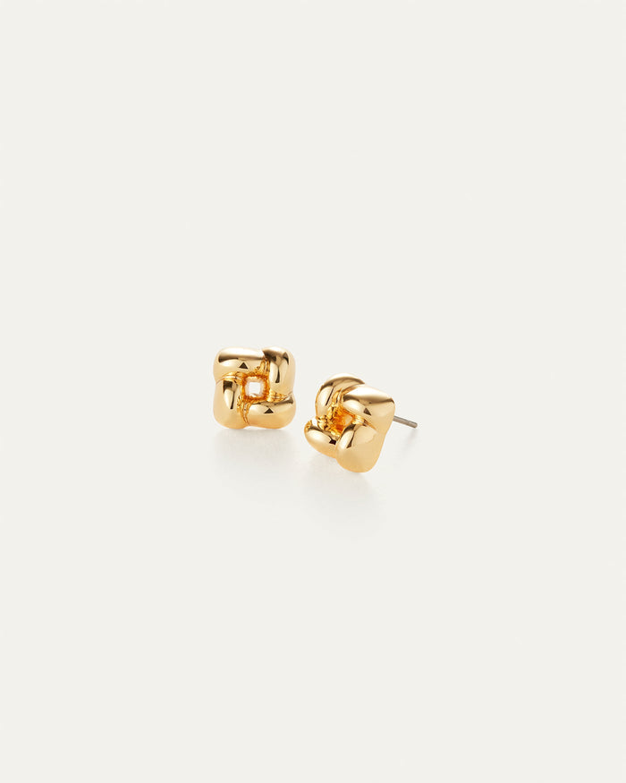 JENNY BIRD Mini Woven Square Earrings Gold Earrings For Women