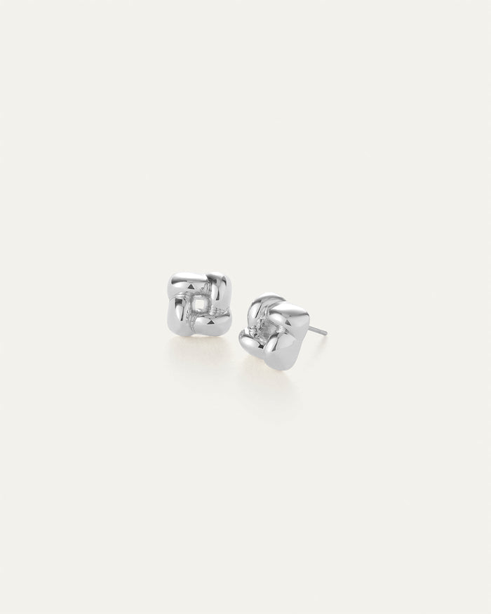 JENNY BIRD Mini Woven Square Earrings Silver Earrings For Women