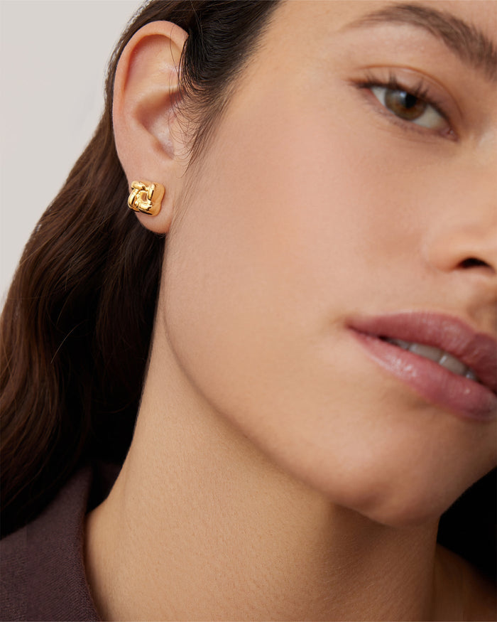 JENNY BIRD Mini Woven Square Earrings Gold Earrings For Women