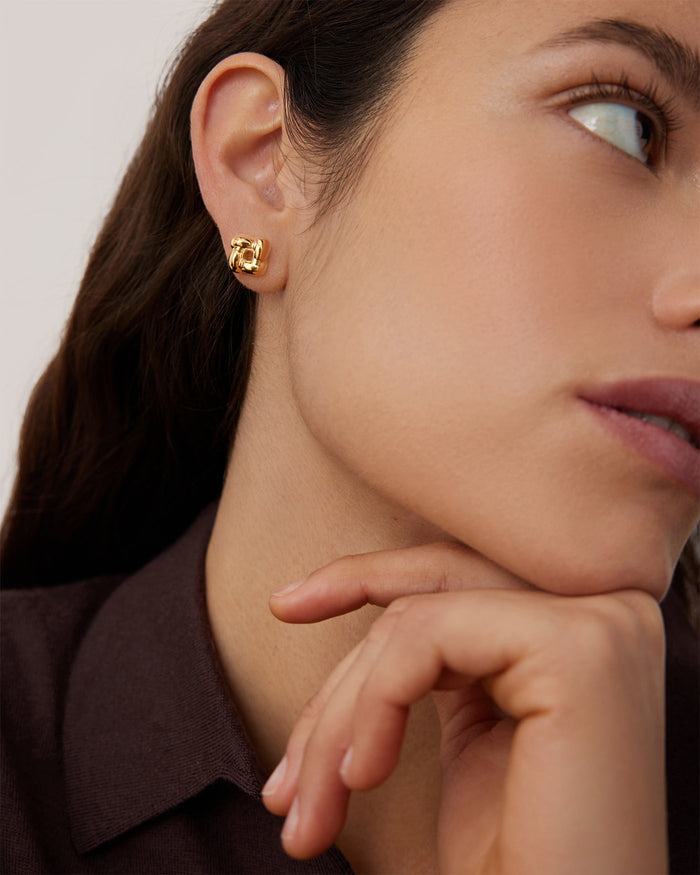 JENNY BIRD Mini Woven Square Earrings Gold Earrings For Women