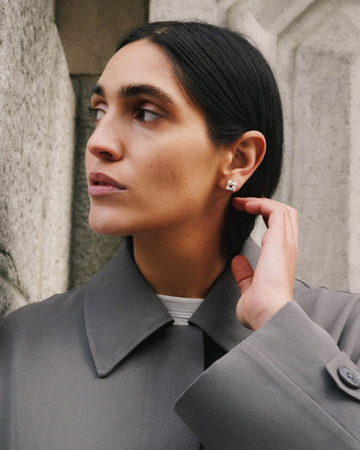 JENNY BIRD Mini Woven Square Earrings Silver Earrings For Women