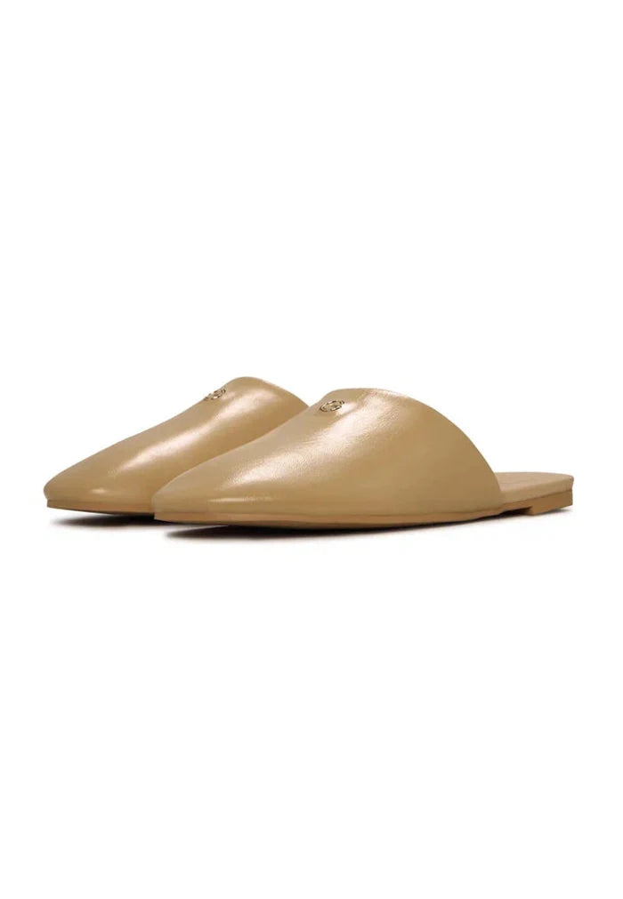 Minimalist Leather Mules - Beige
