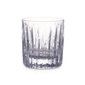 Clear double old-fashioned glass with vertical cut crystal pattern around the sides.