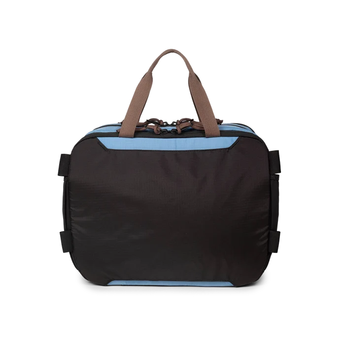 Back View of Topo Designs Mountain Cross Bag in "River Blue / Brown Oak"
