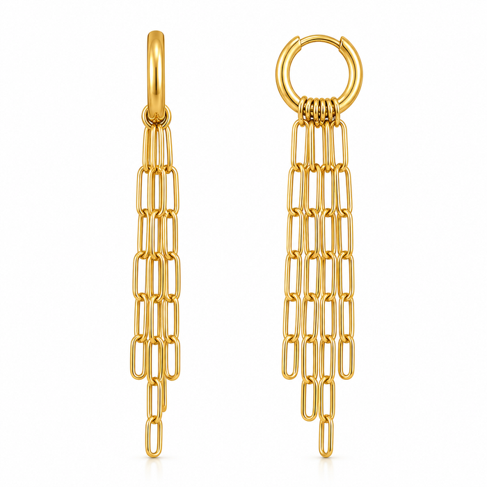 Olandria Drop Chain Huggie Hoop Earring