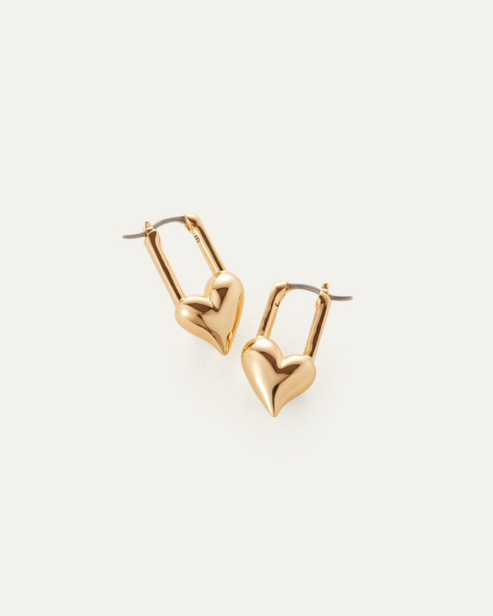JENNY BIRD Padlock Heart Huggie Earrings Gold Huggie Earrings For Women