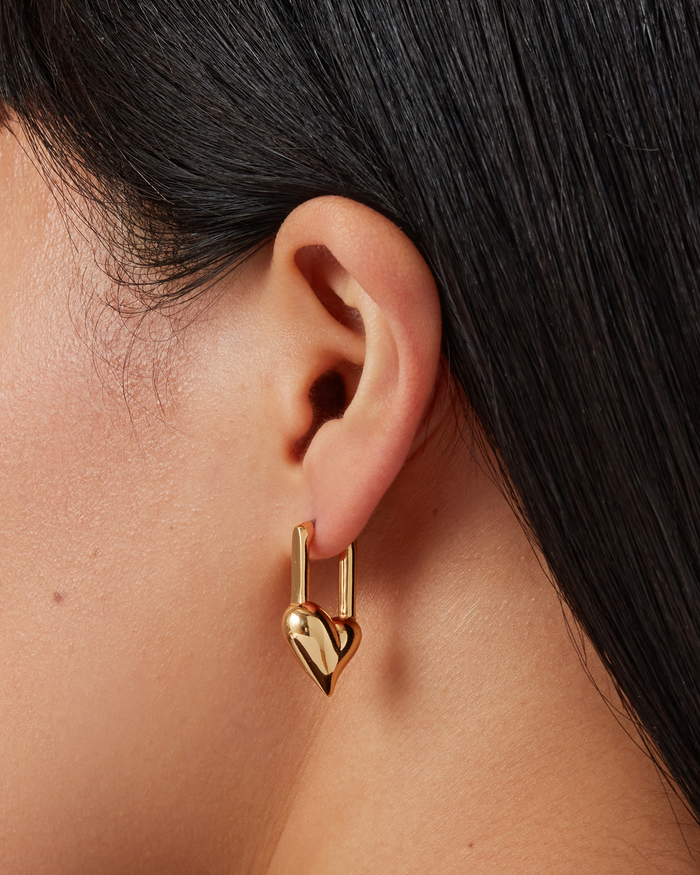 JENNY BIRD Padlock Heart Huggie Earrings Gold Huggie Earrings For Women