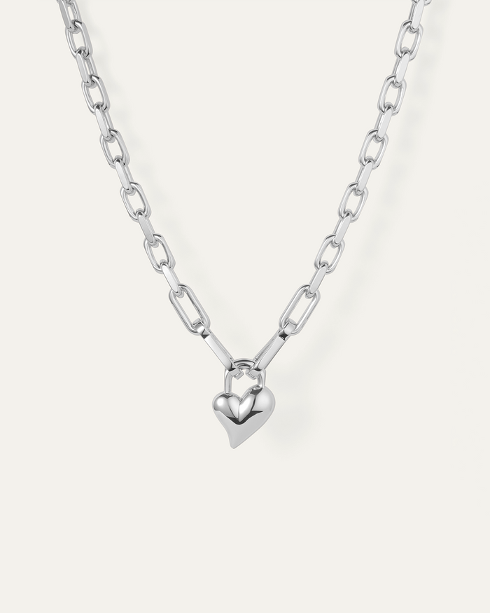 JENNY BIRD Padlock Heart Pendant Necklace Silver Pendant Necklace For Women