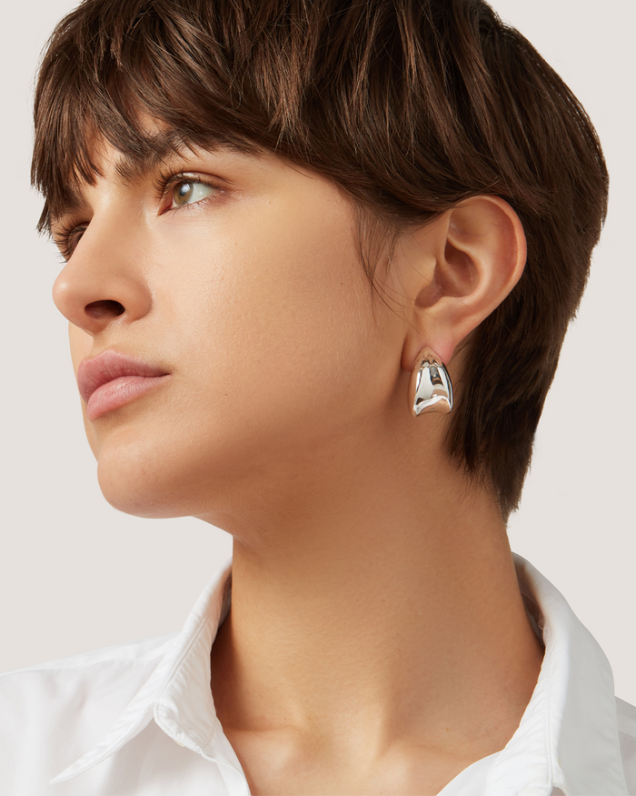 JENNY BIRD Nouveaux Puff Silver Statement Earrings For Women