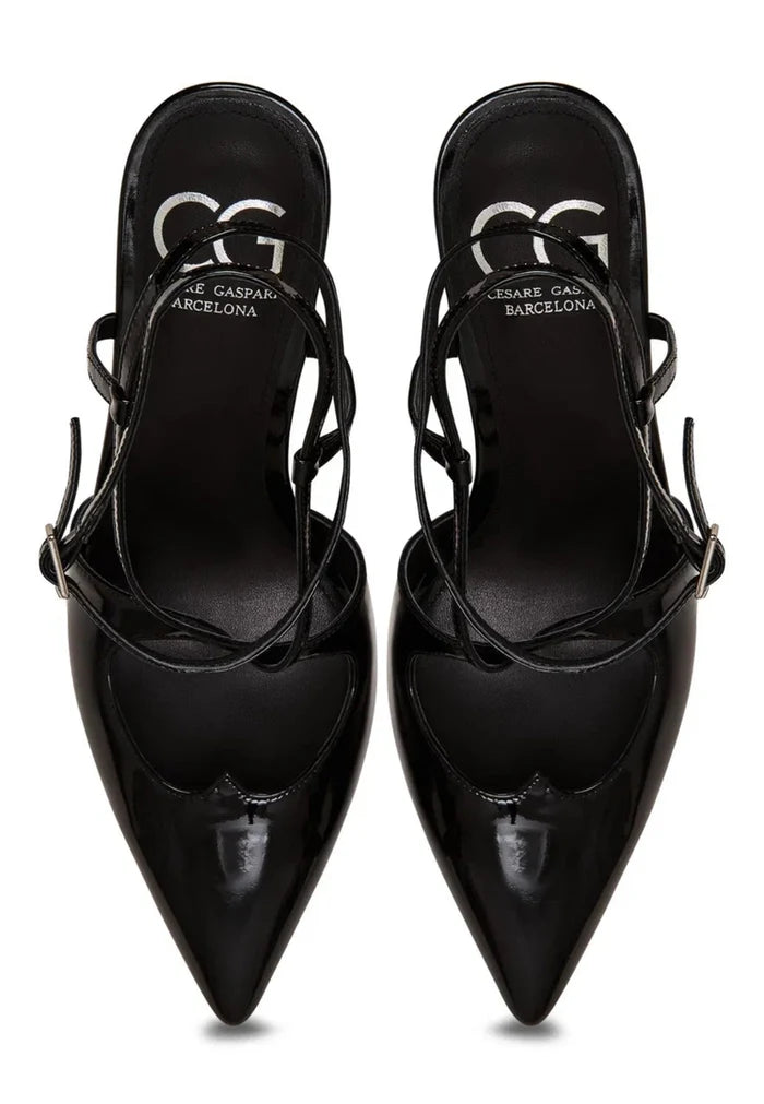 Patent Strappy Heels - Black