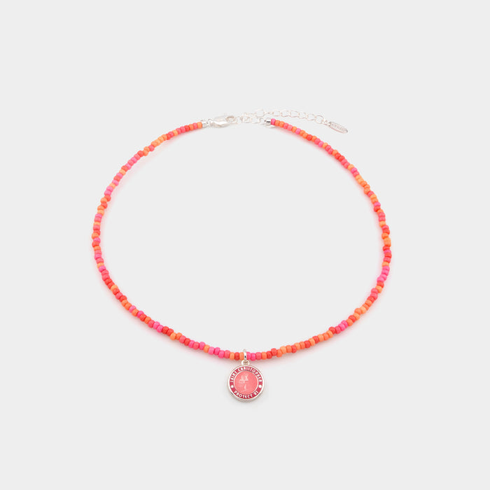 Pink Palms Beaded Choker - Watermelon Pink