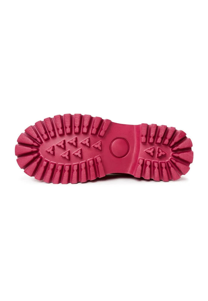 A trendy pair of fuchsia platform loafers by Ksenia, perfect for women's footwear fashion.