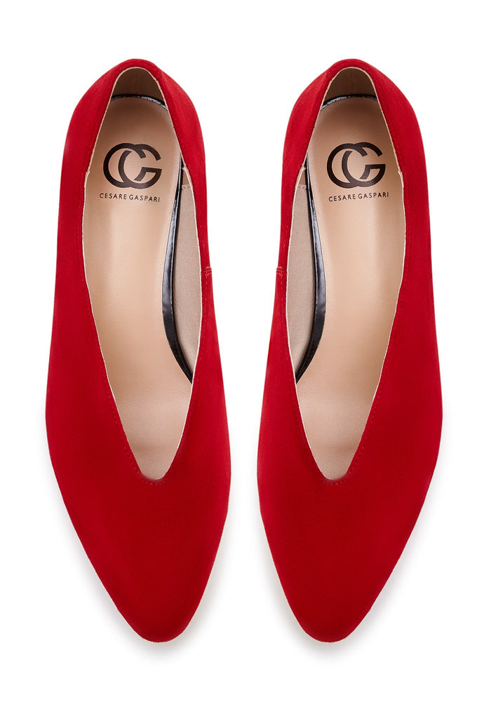 Pointed Tip Suede Ballerinas - Cesare Gaspari