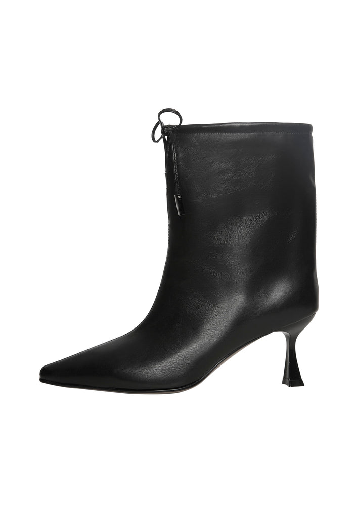 Pointed Toe Kitten Ankle Boots – Black
