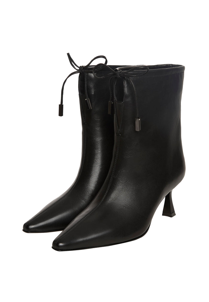 Pointed Toe Kitten Ankle Boots – Black