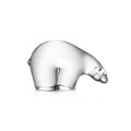 Small clear glass polar bear figurine with detailed facial features and standing pose.