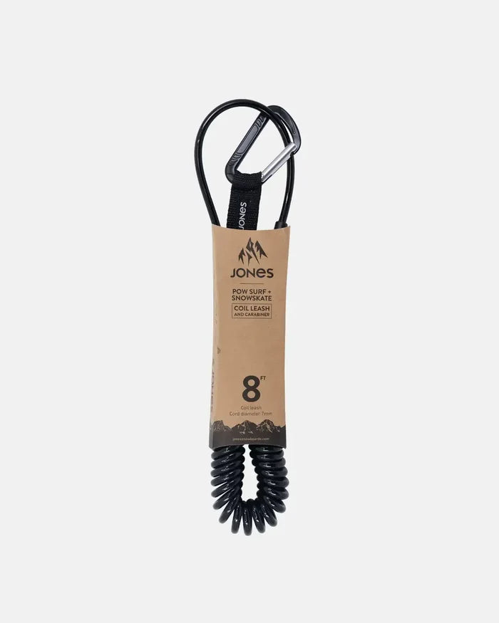 JONES ACC COIL LEASH BLK OS 2021 | Jones Pow surf & snowskate coil leash 2021 Jones Snowboards High Performance 7640463400844 J.21.ACN.LEA.BK.OS.1