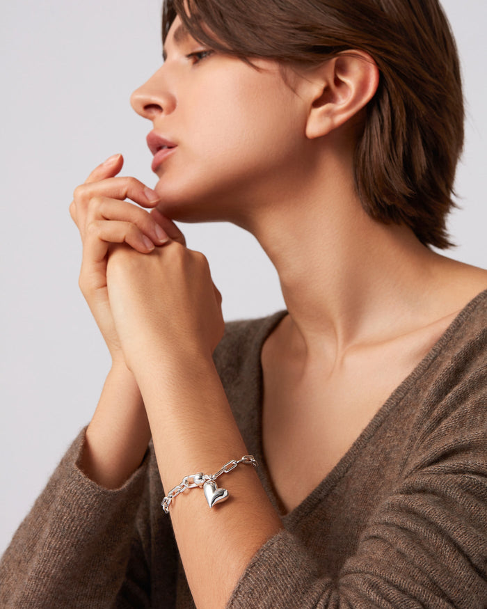 JENNY BIRD Puffy Heart Bracelet Silver Bracelet For Women