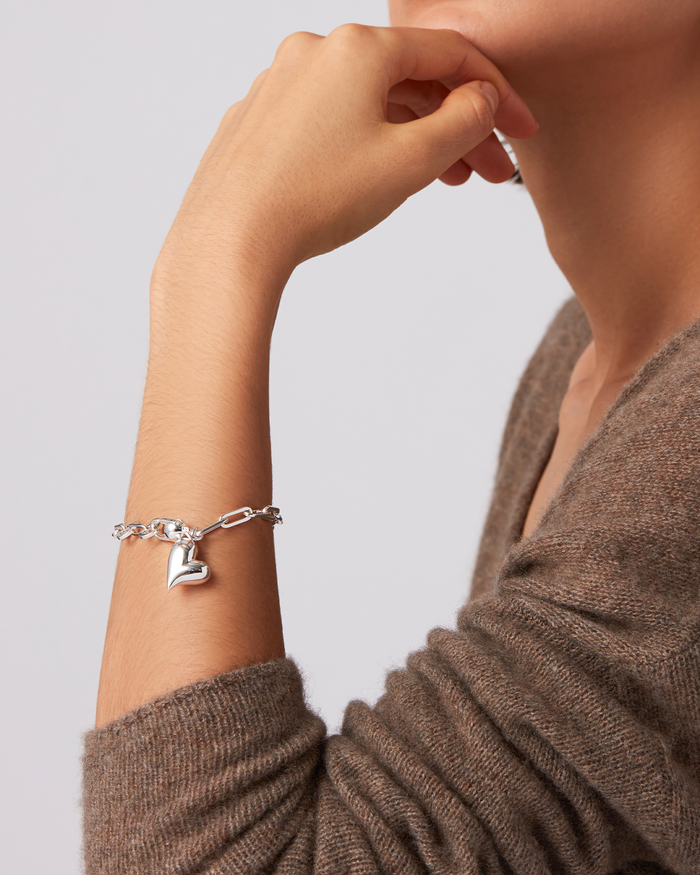 JENNY BIRD Puffy Heart Bracelet Silver Bracelet For Women