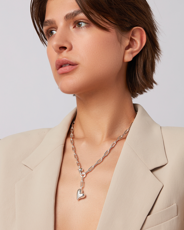 JENNY BIRD Puffy Heart Necklace Silver Necklace For Women