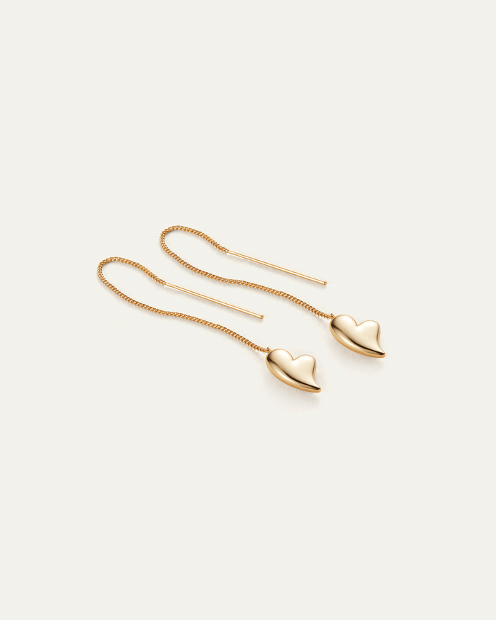 JENNY BIRD Puffy Heart Threader Earrings Gold Earrings For Women