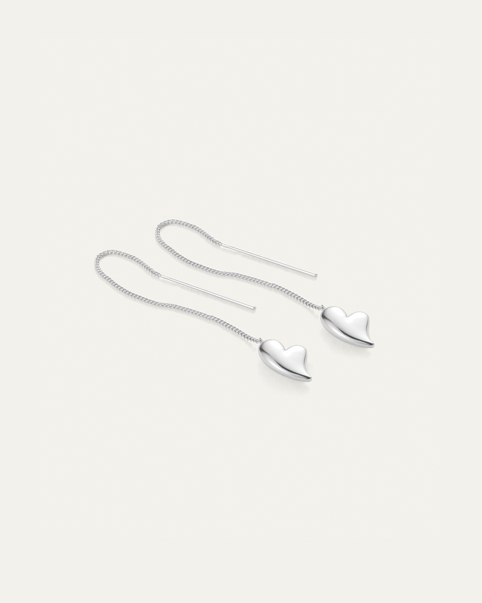 JENNY BIRD Puffy Heart Threader Earrings Silver Earrings For Women