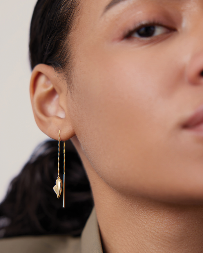 JENNY BIRD Puffy Heart Threader Earrings Gold Earrings For Women