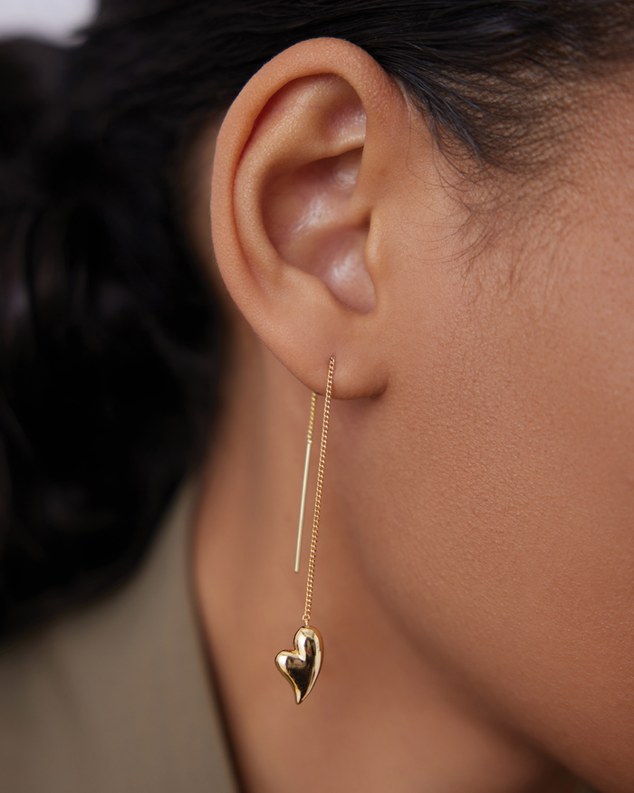 JENNY BIRD Puffy Heart Threader Earrings Gold Earrings For Women