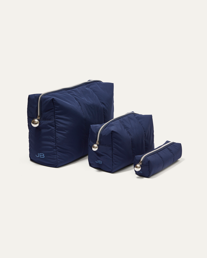 JENNY BIRD Puffy Pouch - Set of Three Navy Pouch For Women