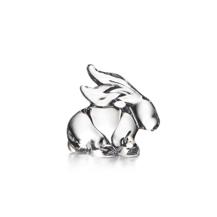 Polished silver rabbit figurine with upright ears and sitting posture.