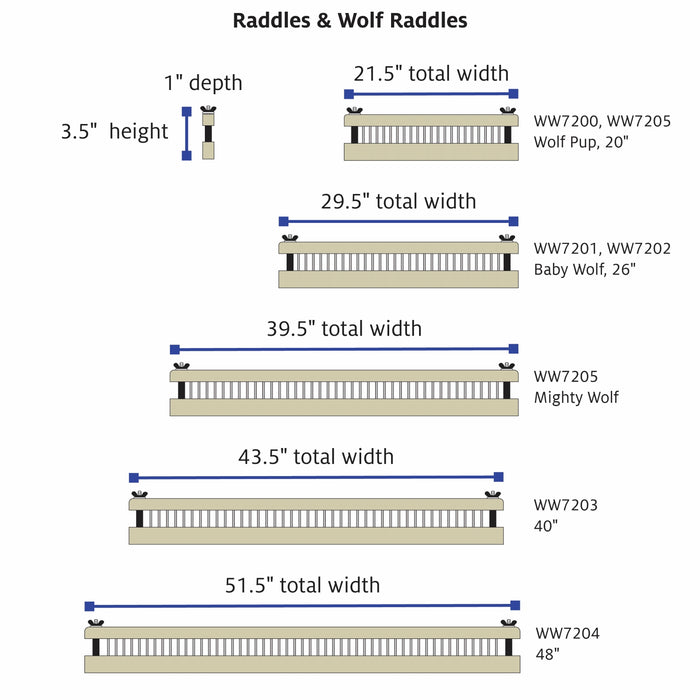 dimensions for raddles & wolf raddles