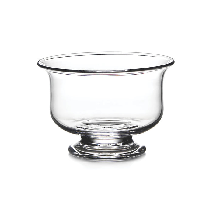 Clear glass bowl with flared rim and pedestal base.