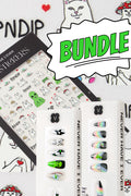Ripndip Collection Bundle featuring press-on nails and stickers with cat, alien, and mushroom designs.