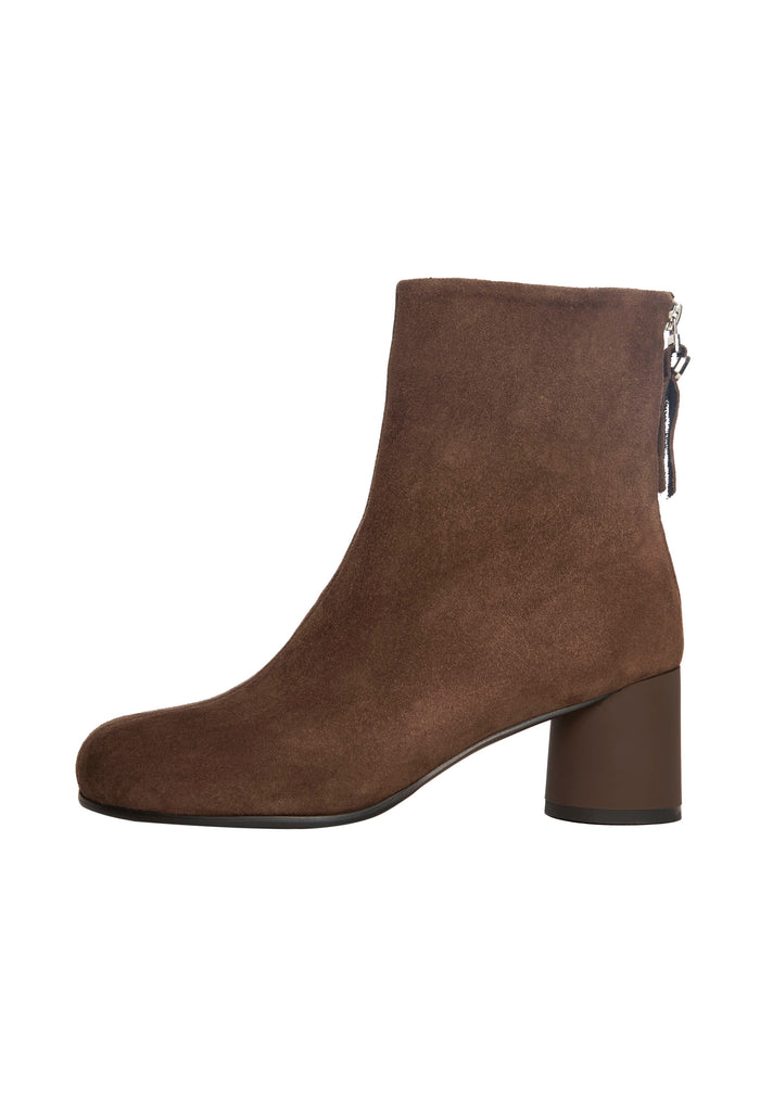 Round Toe Ankle Boots – Brown Suede